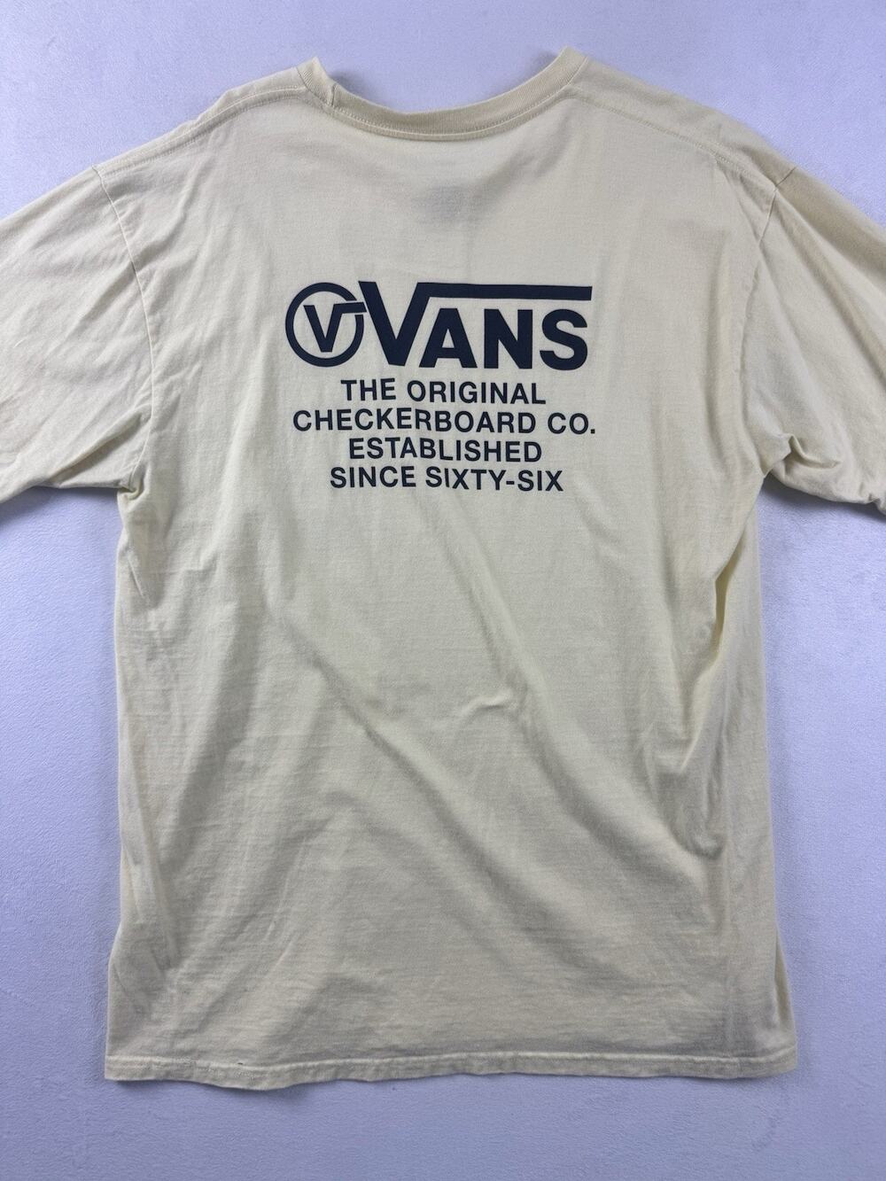 Vans Mens T Shirt Yellow Off The Wall Graphic Vans Worldwide Size L